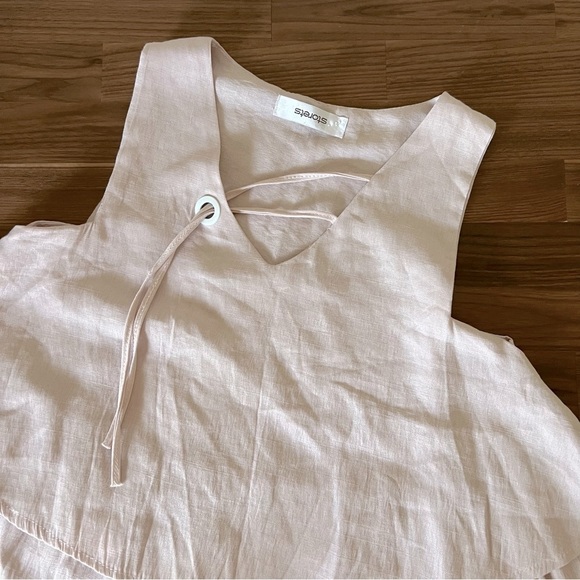 Storers ruffle layer tank top in dusty rose pink, size S - Picture 8 of 9